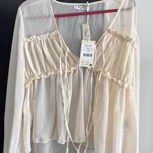 NA-KD Cream Sheer Women's Blouse
